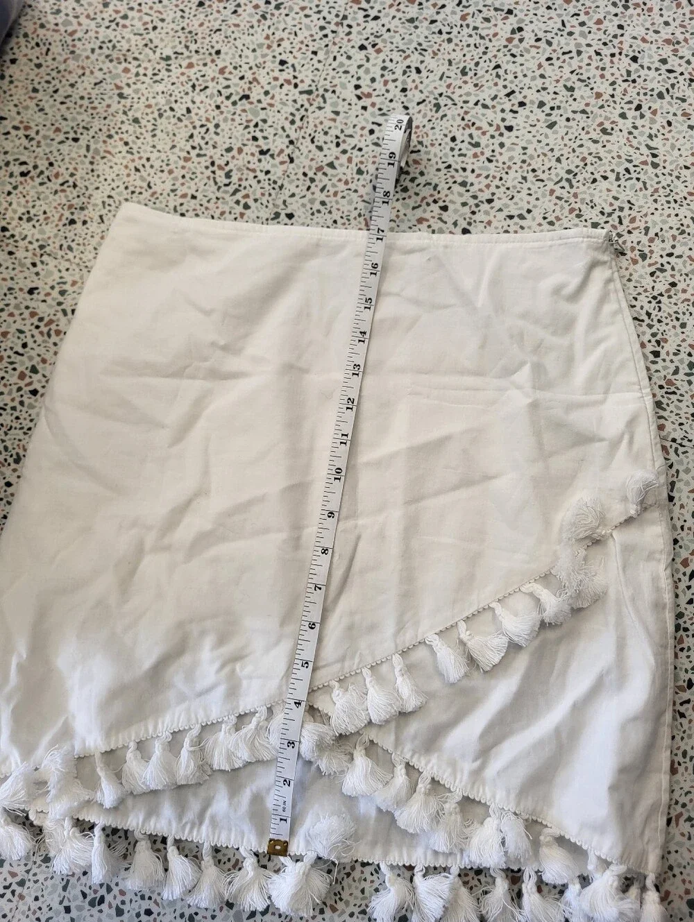White Tassel Trim Wrap-Style Mini Skirt